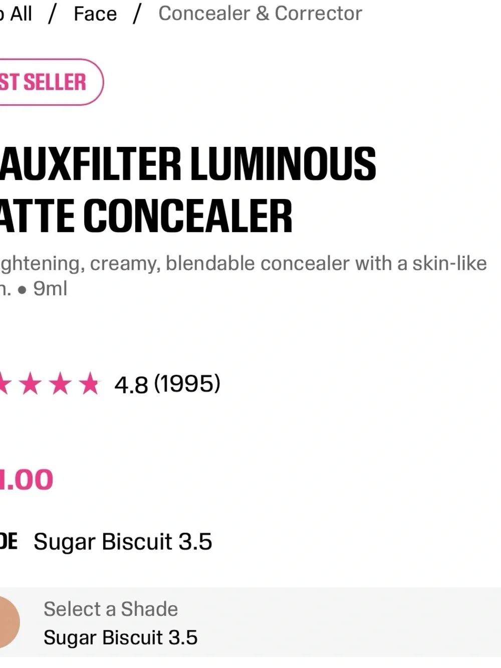 Luminous Matte Concealer - Sugar Biscuit 3.5